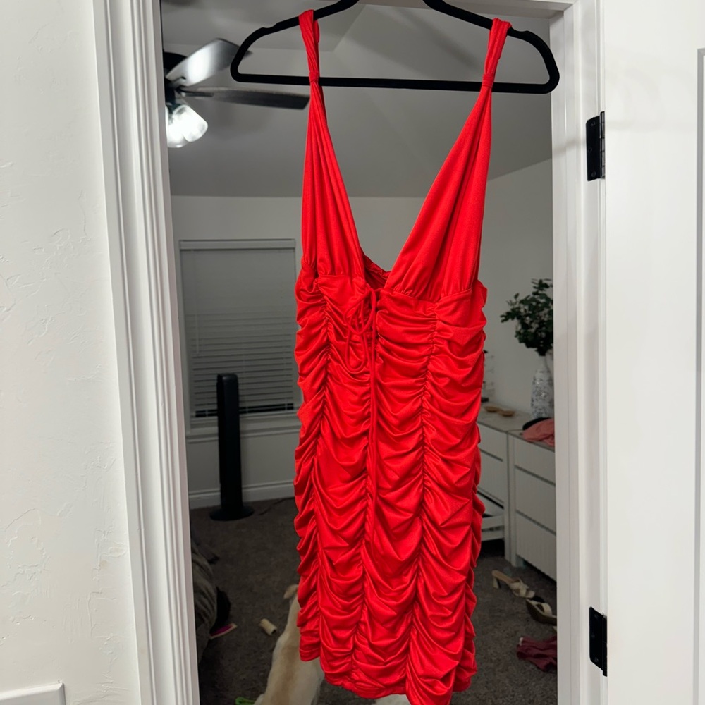 Red mini dress